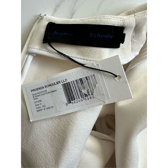 NWT PROENZA SCHOULER Ruffled Stretch-Crepe Mini Dress - Off-White $1,990 - Picture 12 of 13